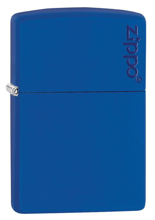 Front view of the Royal Blue Matte with Zippo Logo