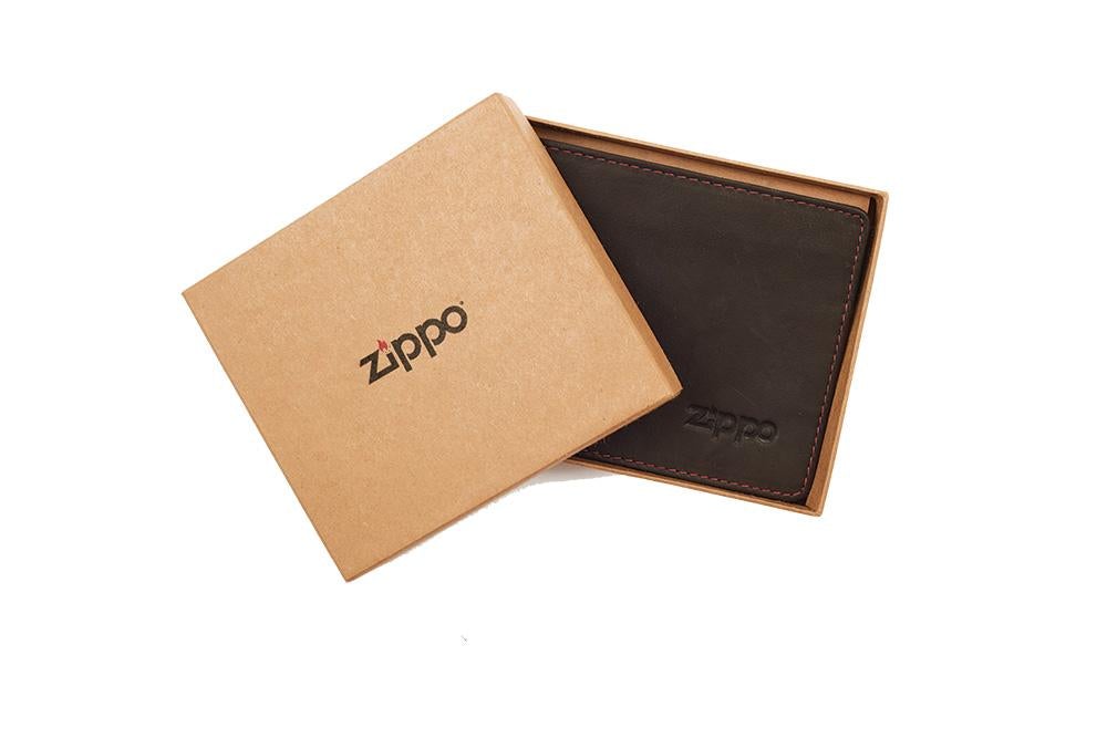 ZIPPO WALLET MOCHA LEATHER BI-FOLD WITH COIN POCKET