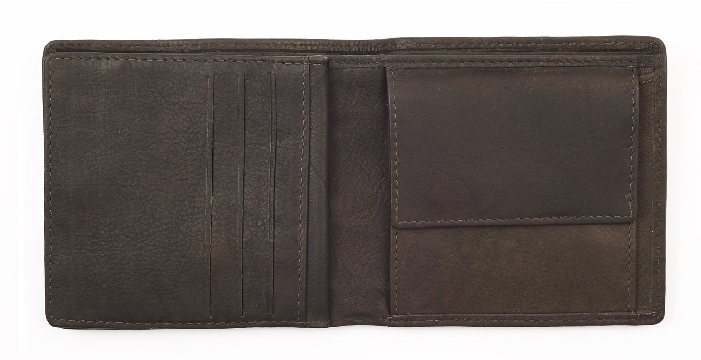 ZIPPO 25-WALLET Mocha & Grey, LEATHER & CANVAS