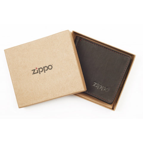 ZIPPO 26-CLIP WALLET BROWN LEATHER BI-FOLD
