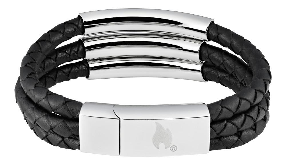ZIPPO LEATHER BRACELET WITH 3 STRIPES