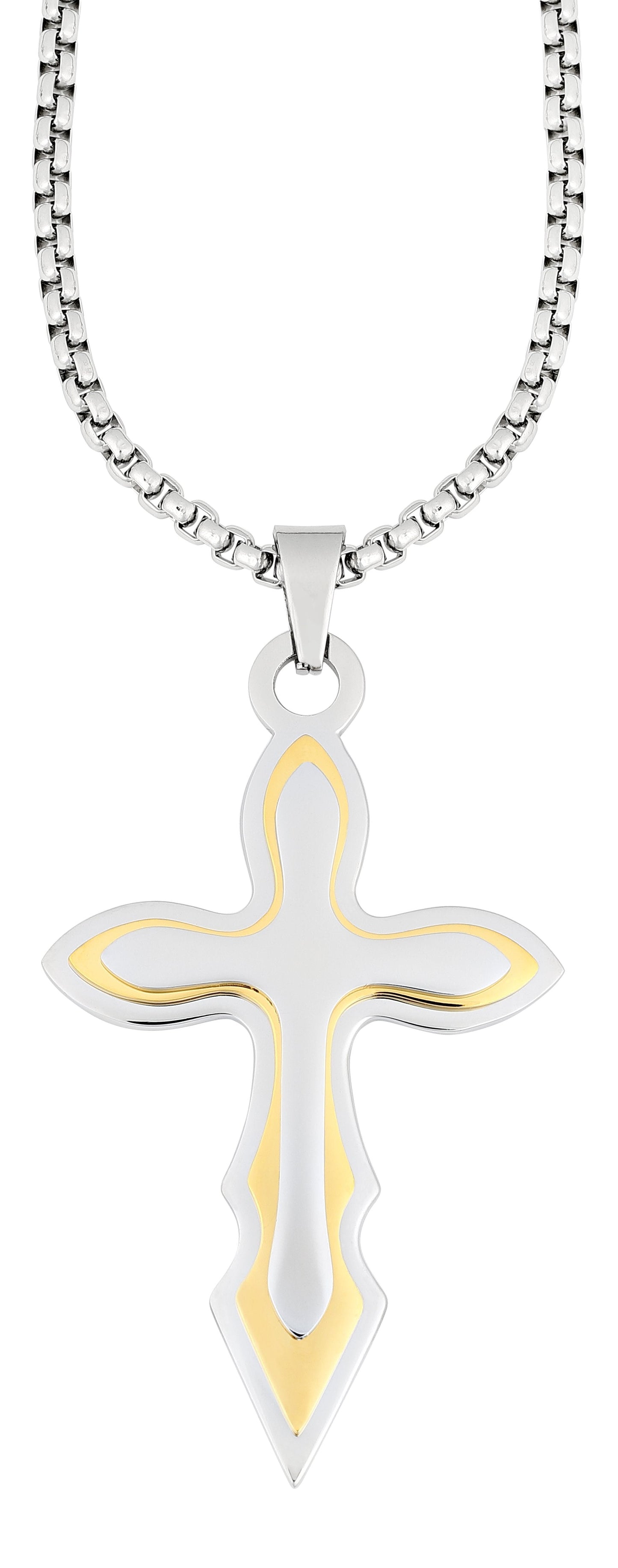 ZIPPO PENDANT NECKLACE CROSS SILVER/GOLD