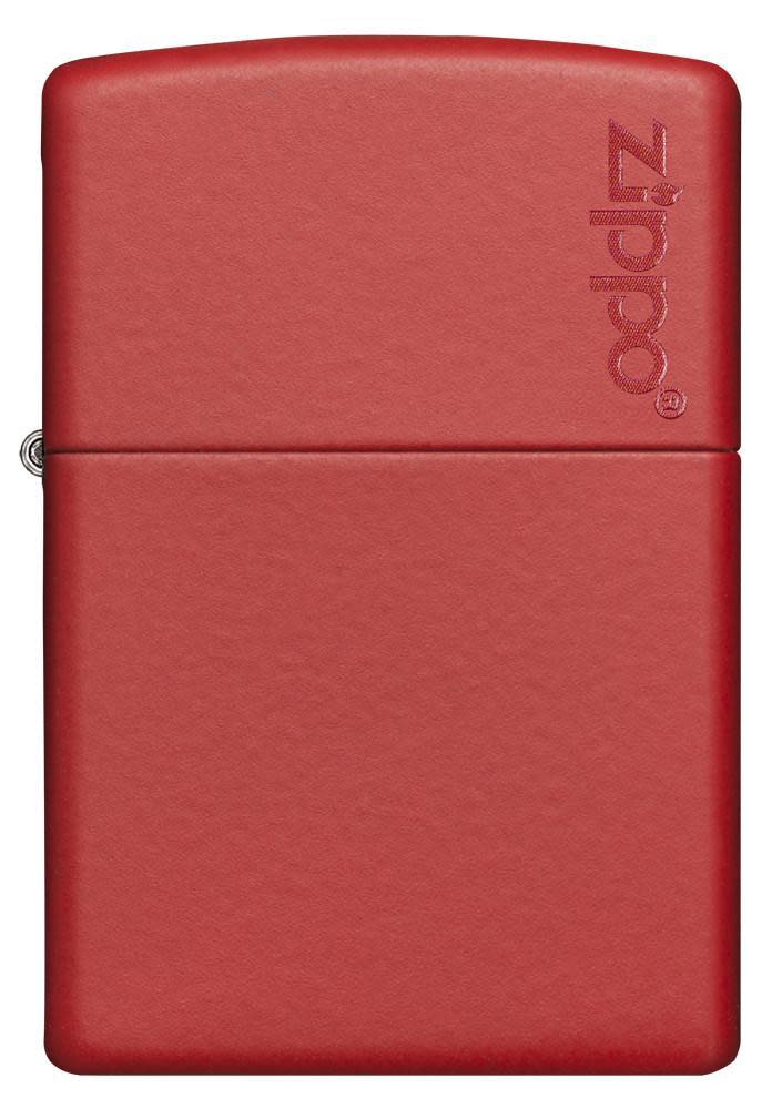 Front view of Classic Red Matte Zippo Logo Windproof Lighter