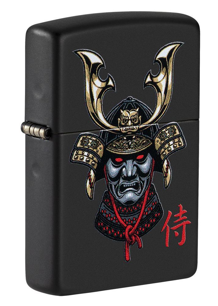 Front shot of Samurai Helmet Design Windproof Lighter standing at a 3/4 angle
