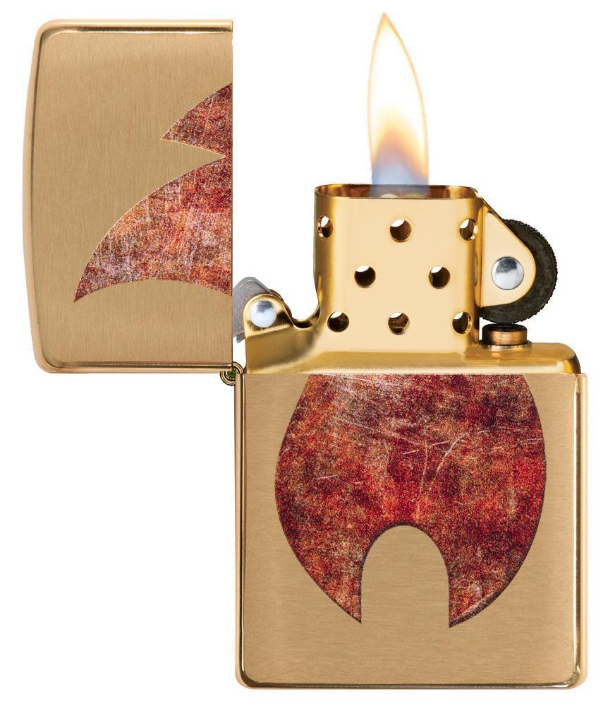 Rusty Flame Design Lighter open and lit