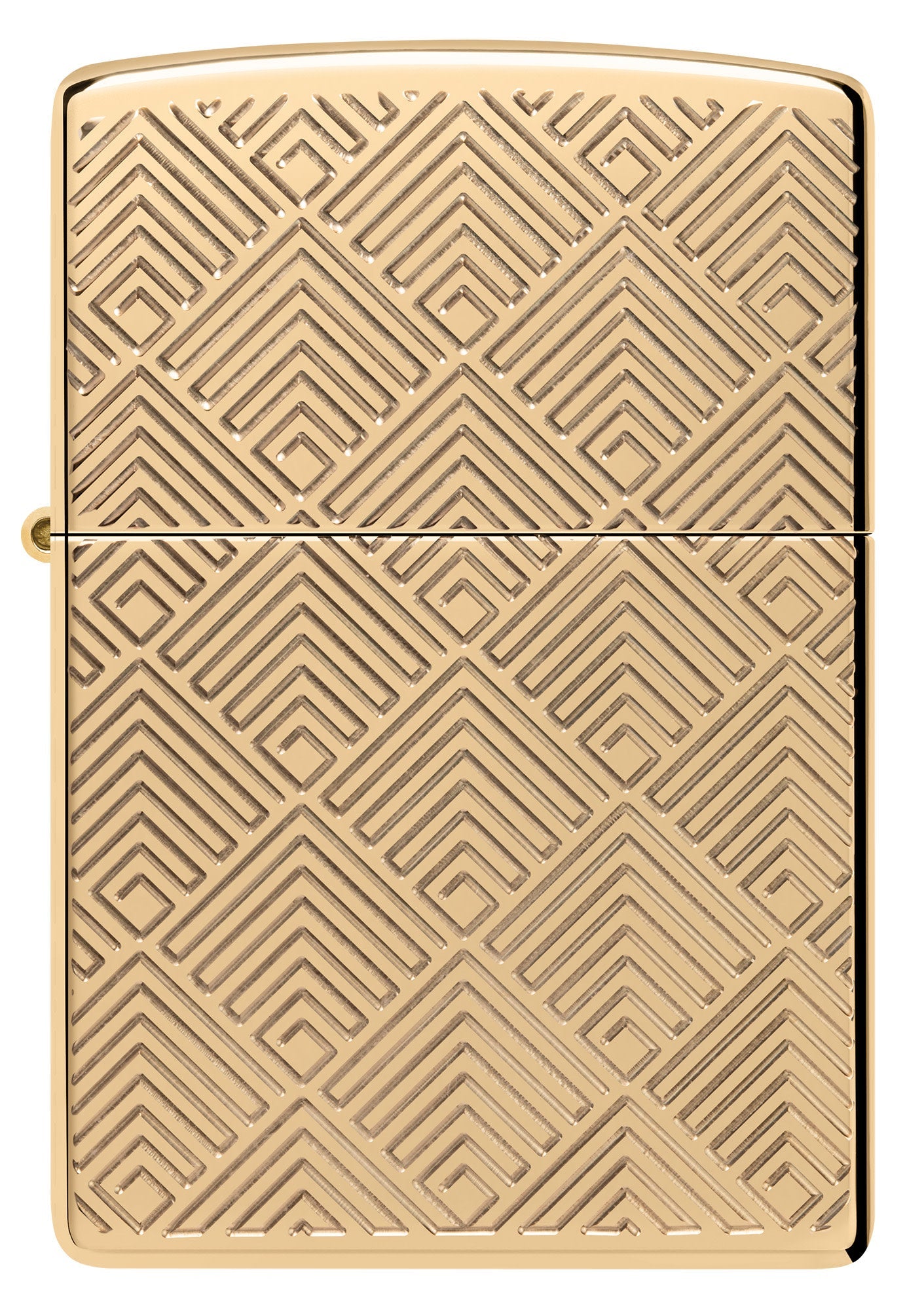 Front view of Zippo Pattern Design Armor High Polish Brass Windproof Lighter.