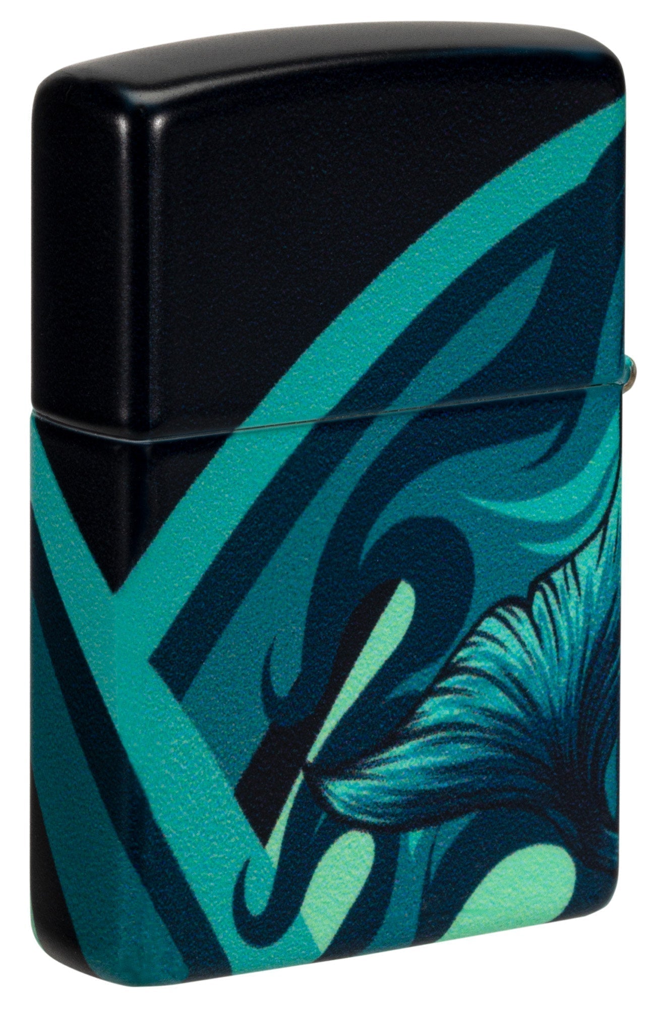 Back shot of Zippo Mermaid Design 540 Color Windproof Lighter standing at a 3/4 angle.