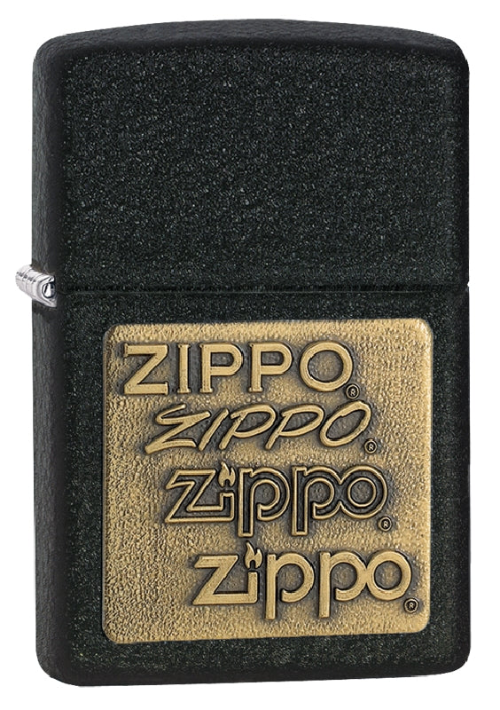 Black Crackle Gold Zippo Logo