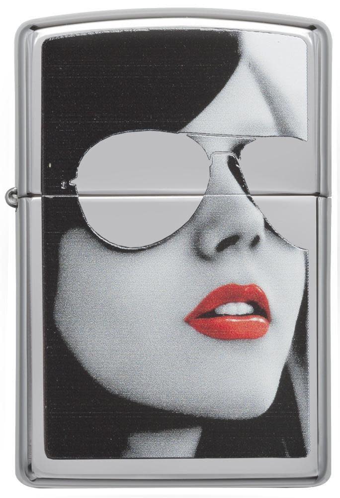 Front view of Gold Design High Polish Chrome Lighter