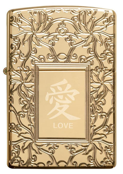 Front view of Armor™ High Polish Brass Chinese Love