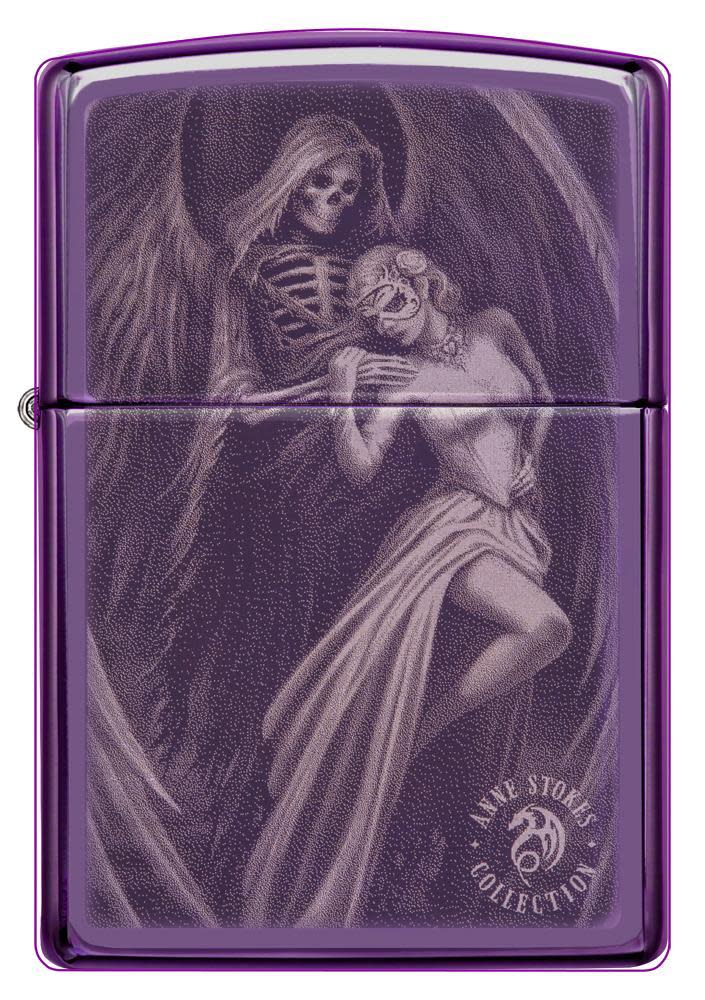 Front view of Anne Stokes High Polish Purple Windproof Lighter