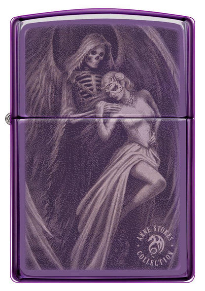 Front view of Anne Stokes High Polish Purple Windproof Lighter