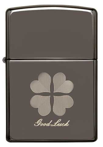 Front of Good Luck Design Black Ice Windproof Lighter