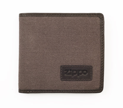 ZIPPO 25-WALLET Mocha & Grey, LEATHER & CANVAS