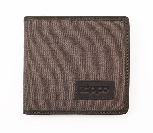 ZIPPO 25-WALLET Mocha & Grey, LEATHER & CANVAS