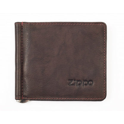 ZIPPO 26-CLIP WALLET BROWN LEATHER BI-FOLD