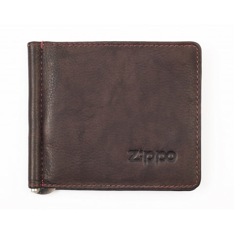ZIPPO 26-CLIP WALLET BROWN LEATHER BI-FOLD