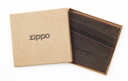 ZIPPO 27-WALLET MOCCA LEATHER CREDIT CARD HOLDER