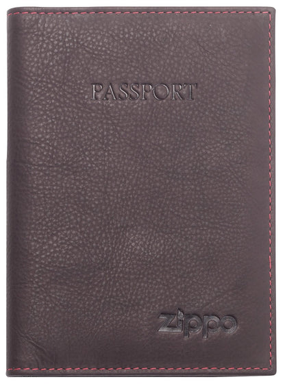 ZIPPO PASSPORT HOLDER MOCHA LEATHER