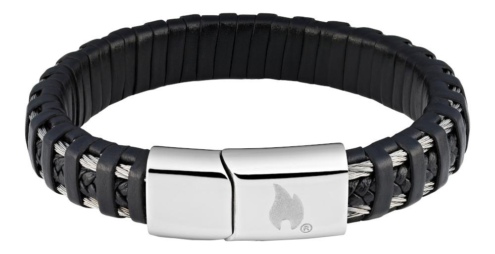 ZIPPO LEATHER BRACELET W SSTEEL