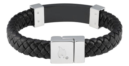 ZIPPO LEATHER BRACELET WITH BLACK AND STEEL