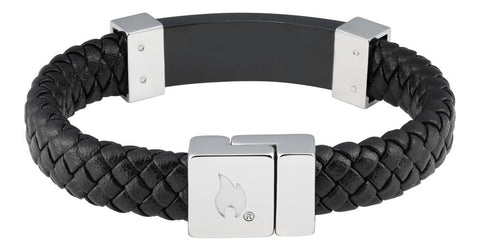 ZIPPO LEATHER BRACELET WITH BLACK AND STEEL