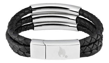ZIPPO LEATHER BRACELET WITH 3 STRIPES