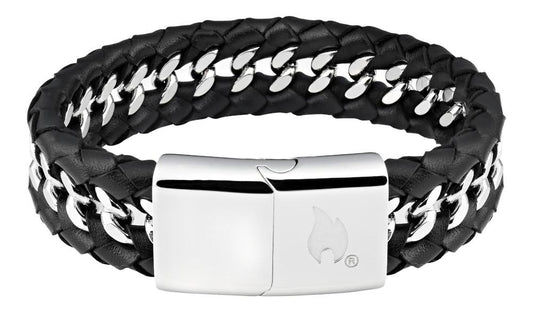 ZIPPO LEATHER STEEL MIX BRACELET