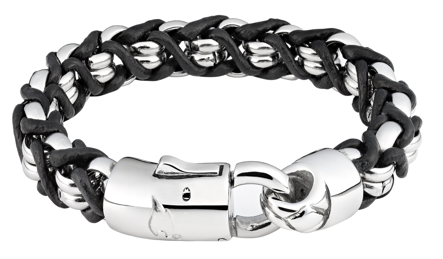 ZIPPO STEEL BRAIDED LEATHER BRACELET