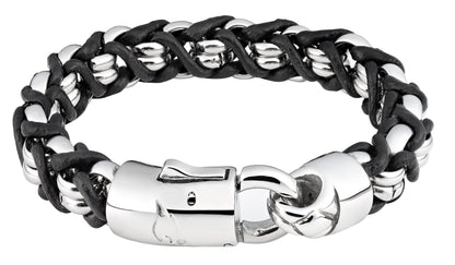 ZIPPO STEEL BRAIDED LEATHER BRACELET