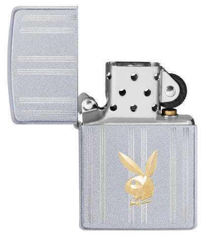 Front view of the Playboy Lighter open and unlit