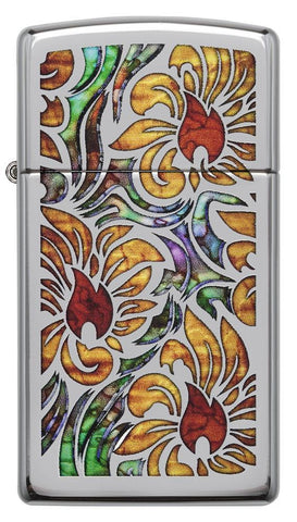 Front view of Fusion Floral Design Slim High Polish Chrome
