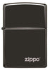 Front shot of Classic High Polish Black Zippo Logo Windproof Lighter