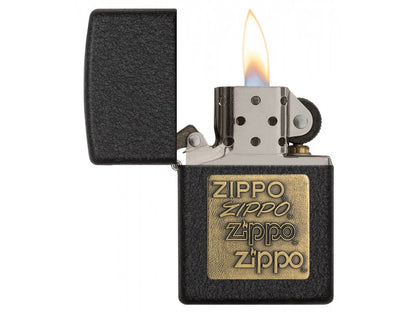 Black Crackle Gold Zippo Logo