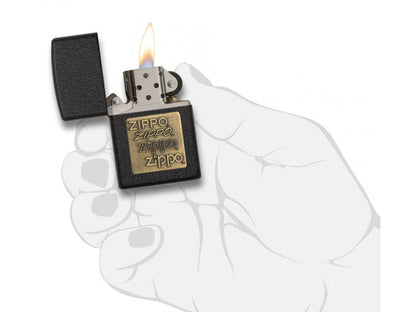 Black Crackle Gold Zippo Logo