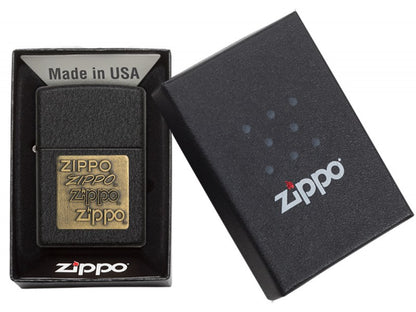 Black Crackle Gold Zippo Logo
