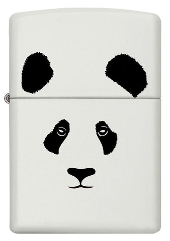 White Matte Panda Windproof Lighter Front View