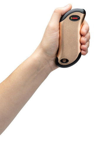 Champagne HeatBank® 9s Plus Rechargeable Hand Warmer in hand