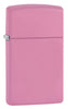 Front view of the Slim Case with Pink Matte Finish Lighter shot at a 3/4 angle