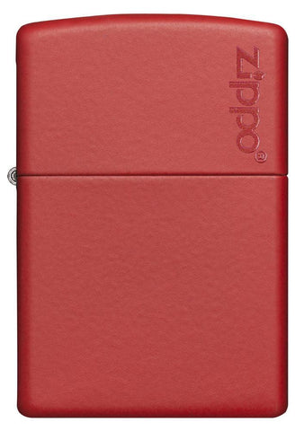 Front view of Classic Red Matte Zippo Logo Windproof Lighter