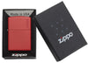 Classic Red Matte Zippo Logo Windproof Lighter in its packaging