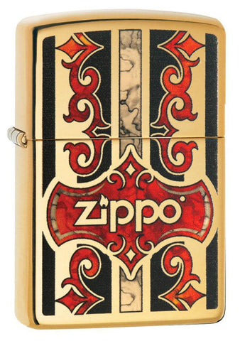 Front view of the Jazzy Zippo Logo with Red Vintage Embellishments, Fusion Process shot at a 3/4 angle 