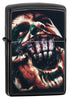 Split Face Design High Polish Black windproof lighter with its lid open and not lit