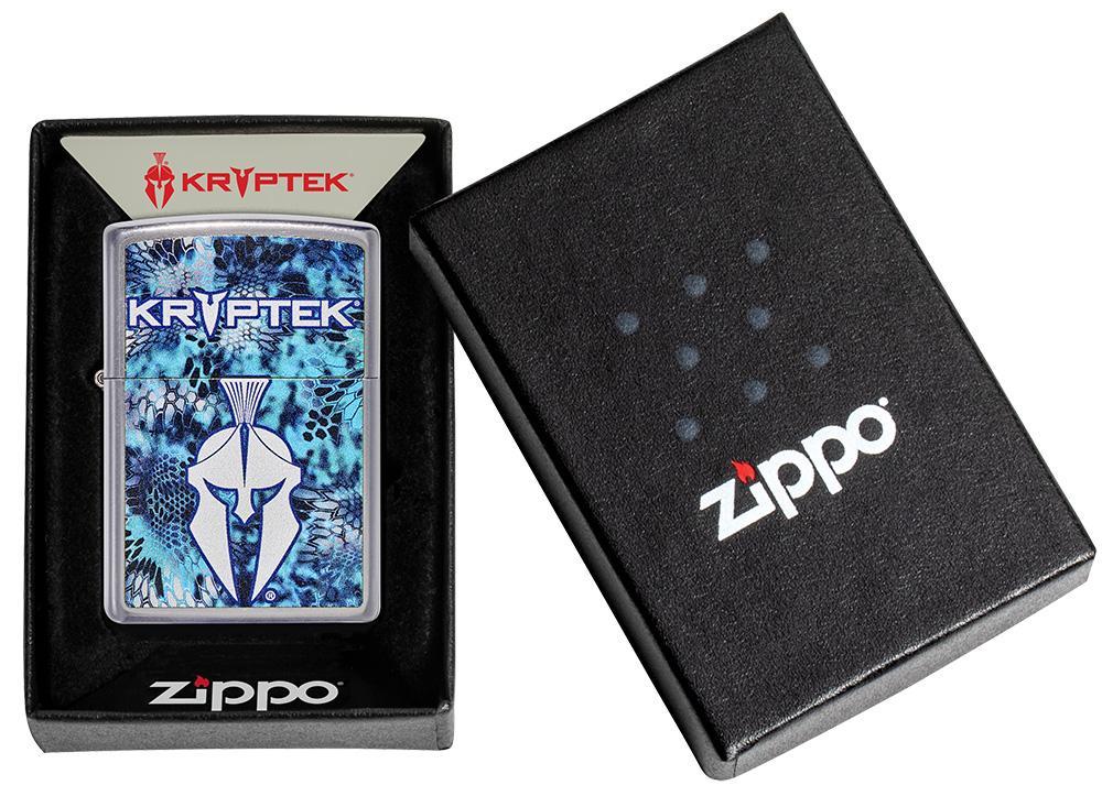 Kryptek® Pontus Street Chrome™ Windproof Lighter in its packaging