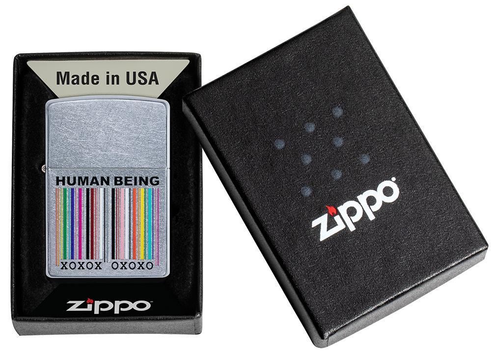 Human Being Design Street Chrome™ Windproof Lighter in its packaging