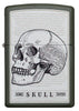 Front of Skull Page Design Green Matte Windproof Lighter