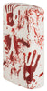 Zippo Lighter Side View Front ¾ Angle 540 Degree Design Matte White with Bloody Handprints