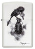Steven Spazuk Art with Black Bird on Hand Grenade Windproof Lighter Front View
