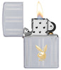 Front view of the Playboy Lighter open and lit