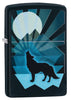 Wolf and Moon Design Windproof Lighter 3/4 View